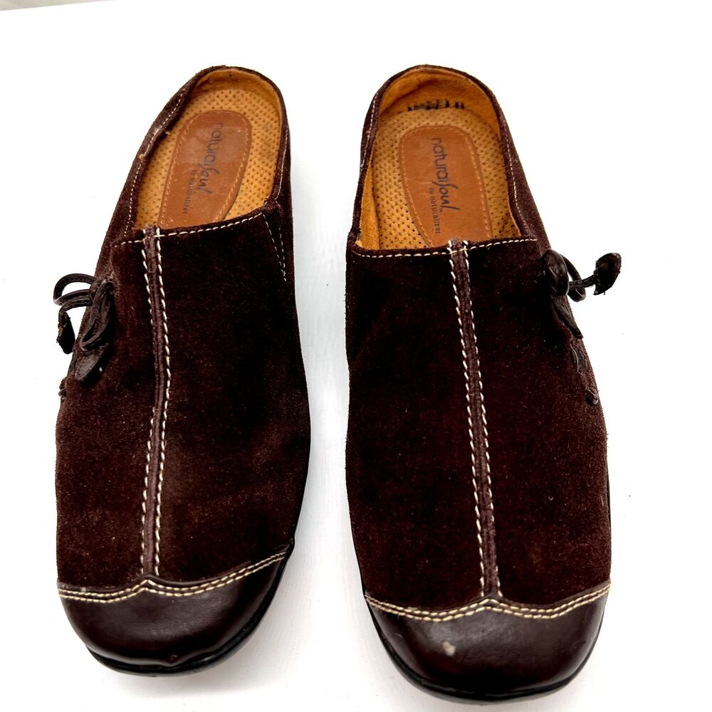 Natural Soul by Naturalizer Size 9 Women's Brown Leather Flat Mule Shoes